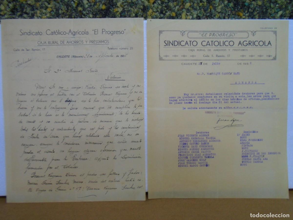 Documentos antiguos: CAUDETE(ALBACETE)SINDICATO CATOLICO AGRICOLA &rdquo;EL PROGRESO&rdquo;(2) 1932-1935.