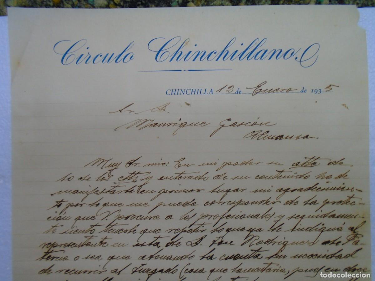 Documentos antiguos: CHINCHILLA(ALBACETE)CIRCULO CHINCHILLANO 12/1/1935.