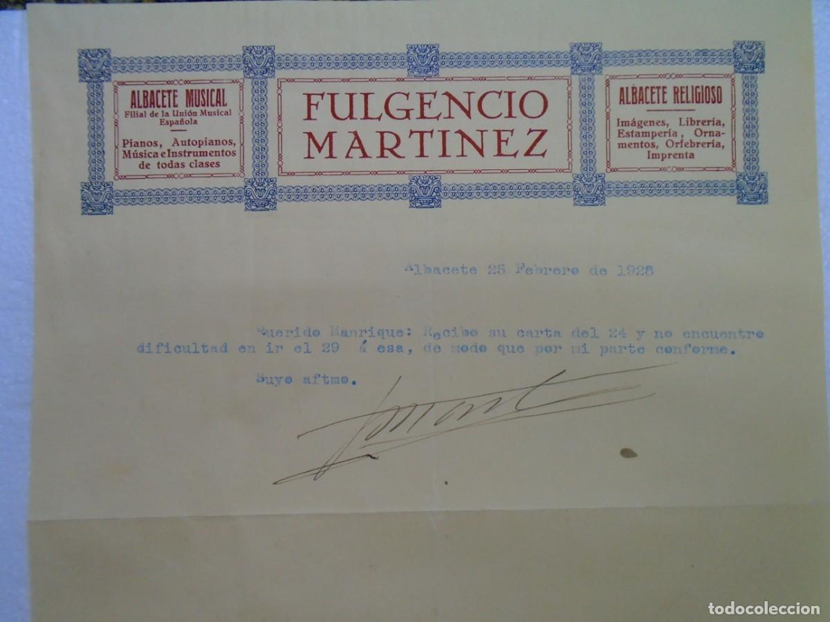 Documentos antiguos: ALBACETE. FULGENCIO MARTINEZ,MUSICAL Y RELIGIOSO 25/2/1928.