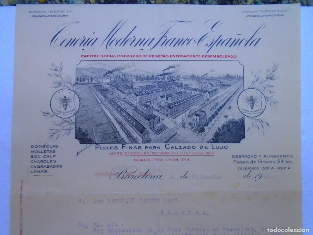 Documentos antiguos: BARCELONA.TENERIA FRANCO-ESPA&Ntilde;OLA,PIELES FINAS PARA CALZADOS DE LUJO, 9/12/1929.
