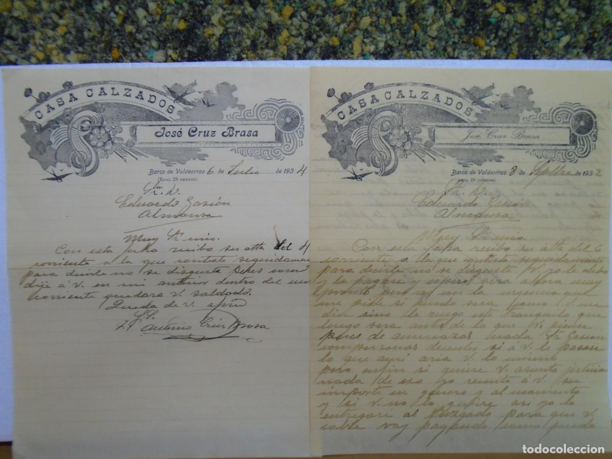 Documentos antiguos: BARCO DE VALDEORRAS(ORENSE)CASA CALZADOS DE JOSE CRUZ BRASA.CARTA(2)DE 1932-34.