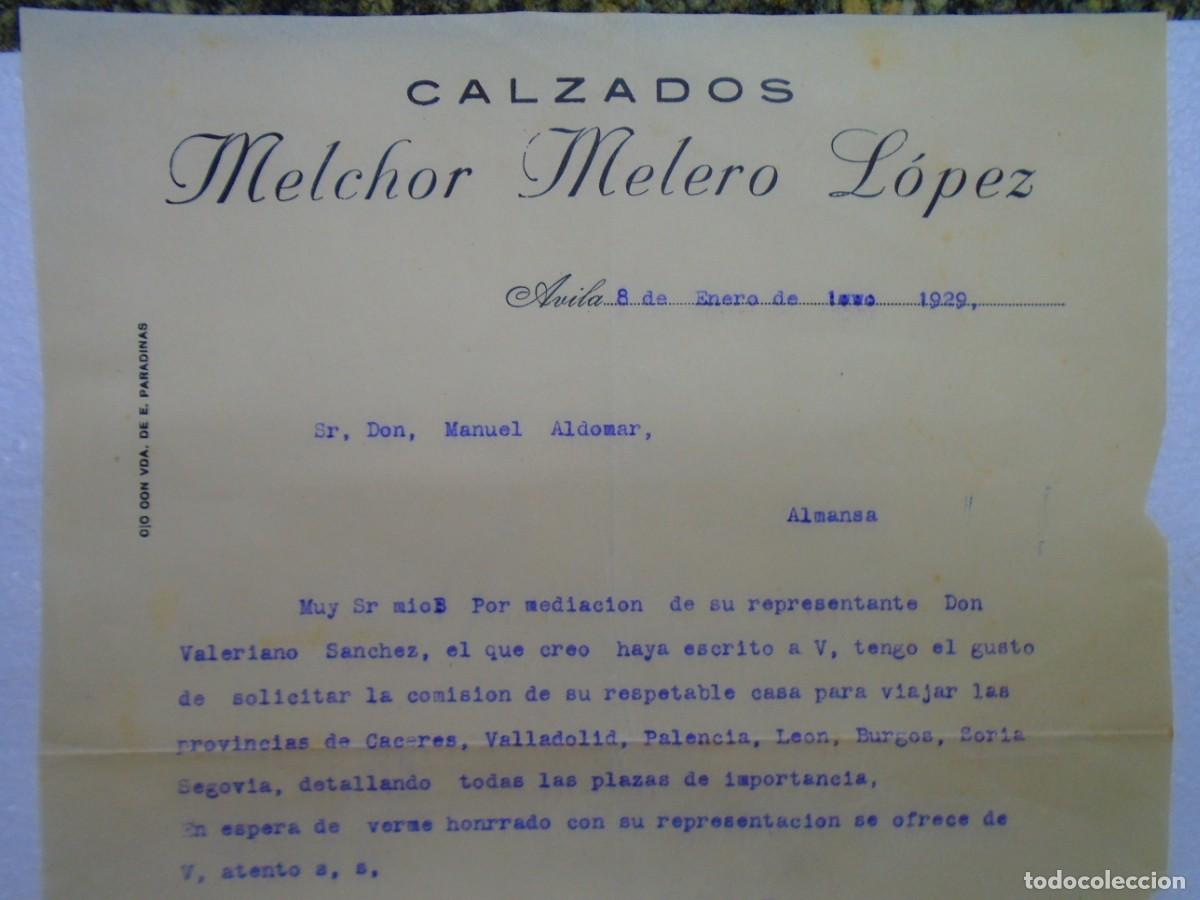 Documentos antiguos: AVILA.CALZADOS MELCHOR MELERO LOPEZ, 8/1/1929.