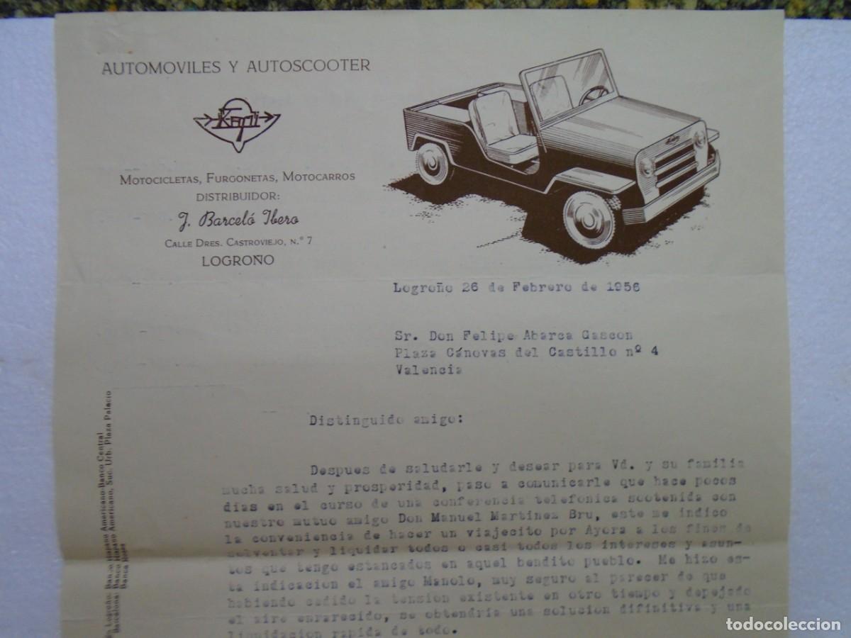 Documentos antiguos: LOGRO&Ntilde;O.AUTOMOVILES Y AUTOSCOOTER J.BARCEL&Oacute; IBERO, 26/2/1956.