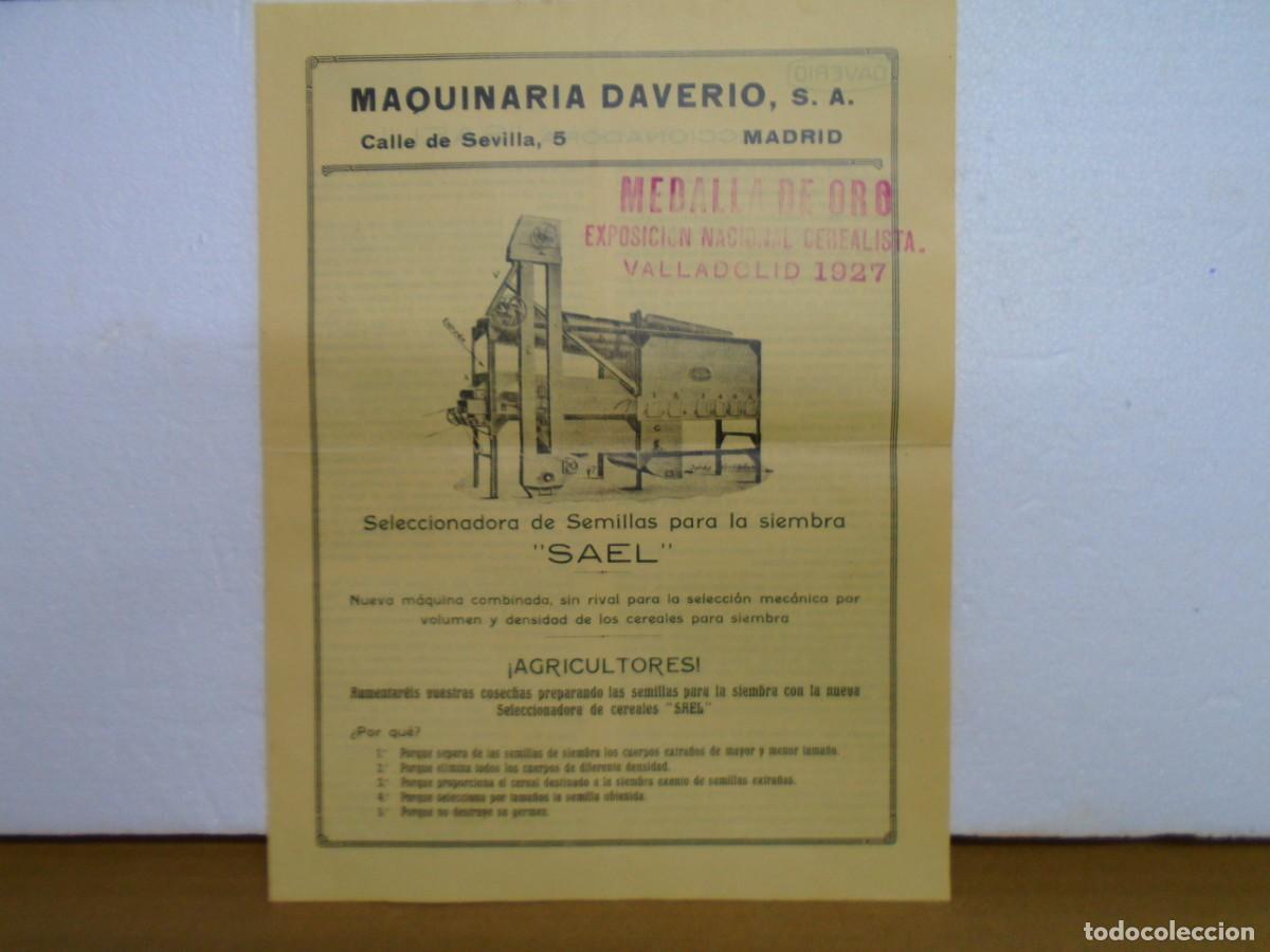 Documentos antiguos: MADRID.MAQUINARIA DAVERIO,S.A.FABRICACION DE MAQUINARIA PARA LA AGRICULTURA 1927.