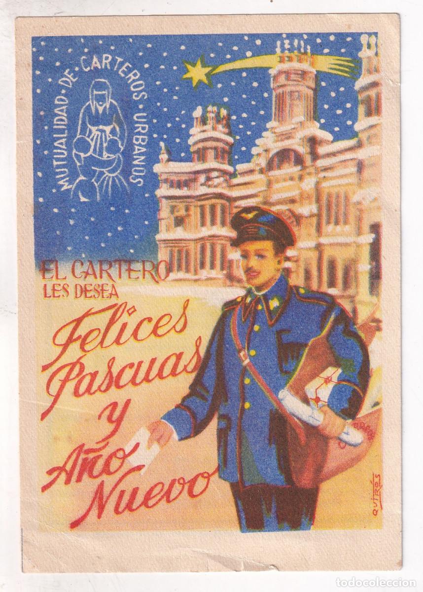 Documentos antiguos: MUTUALIDAD DE CARTEROS URBANOS. FELICES PASCUAS Y A&Ntilde;O NUEVO. FELICITACI&Oacute;N DEL CARTERO. DORSO TARIFAS