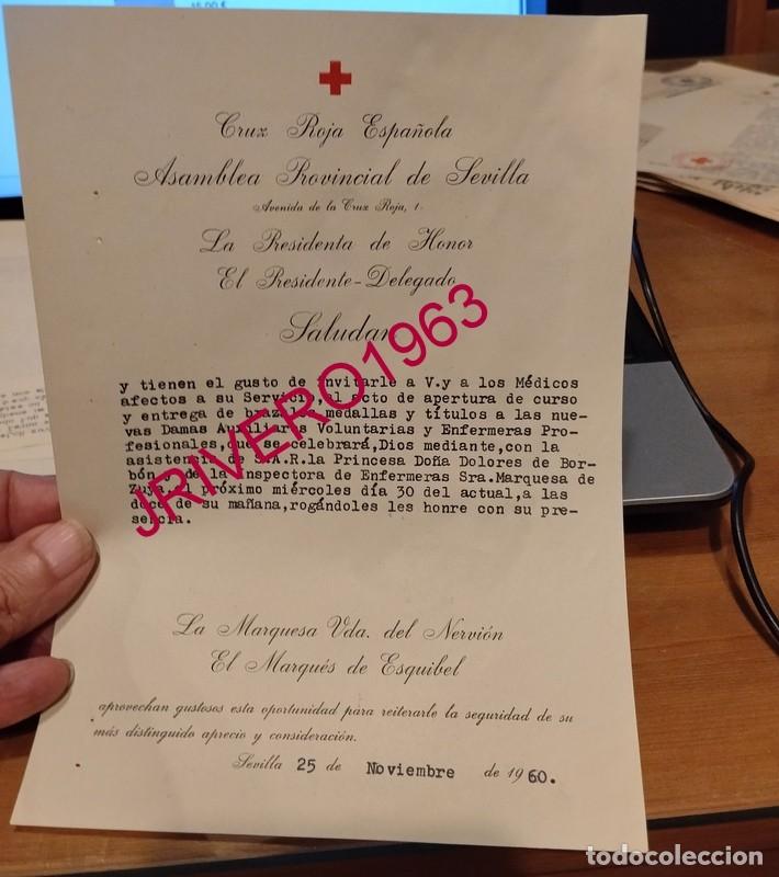 Documentos antiguos: SEVILLA, 1960, INVITACION MEDALLAS DAMAS AUXILIARES, PRESENCIA DO&Ntilde;A DOLORES DE BORBON
