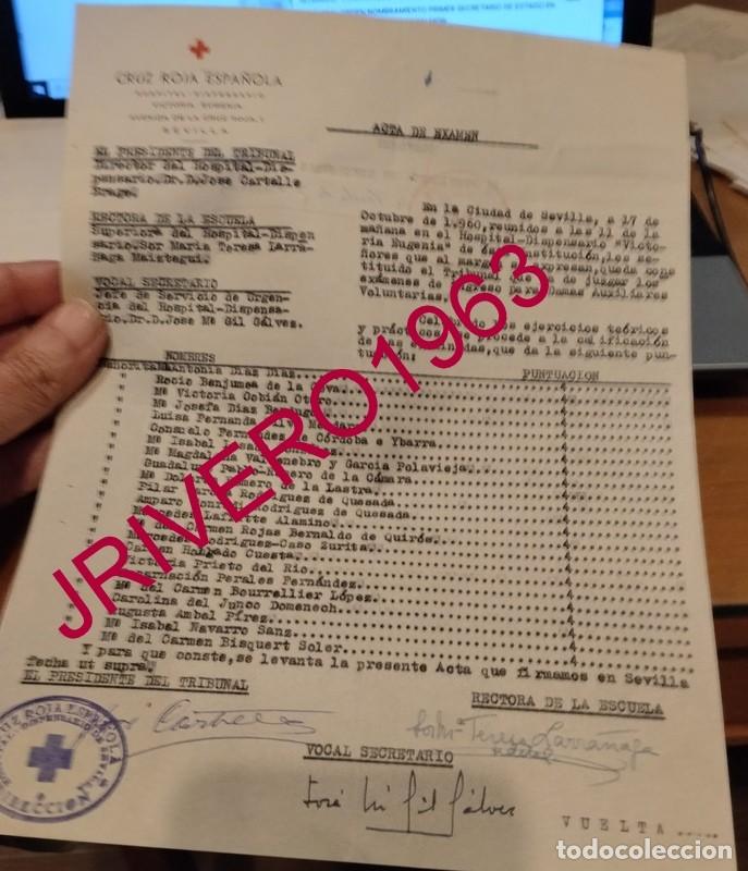 Documentos antiguos: SEVILLA, 1960, CRUZ ROJA, ACTA EXAMEN DAMAS AUXILIARES VOLUNTARIAS