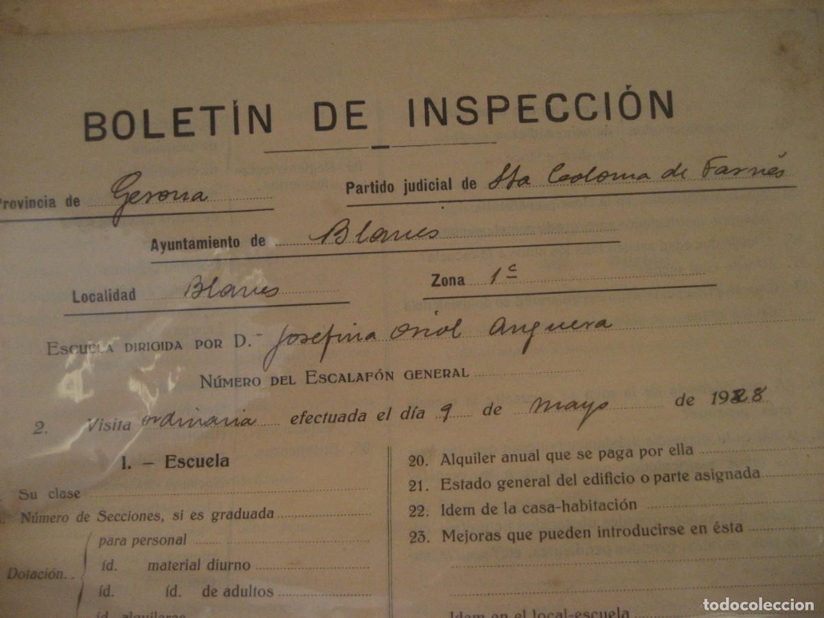 Documentos antiguos: Boletin de inspecci&oacute;n escolar . Santa Coloma de farners . Blanes 1028 . Escuela