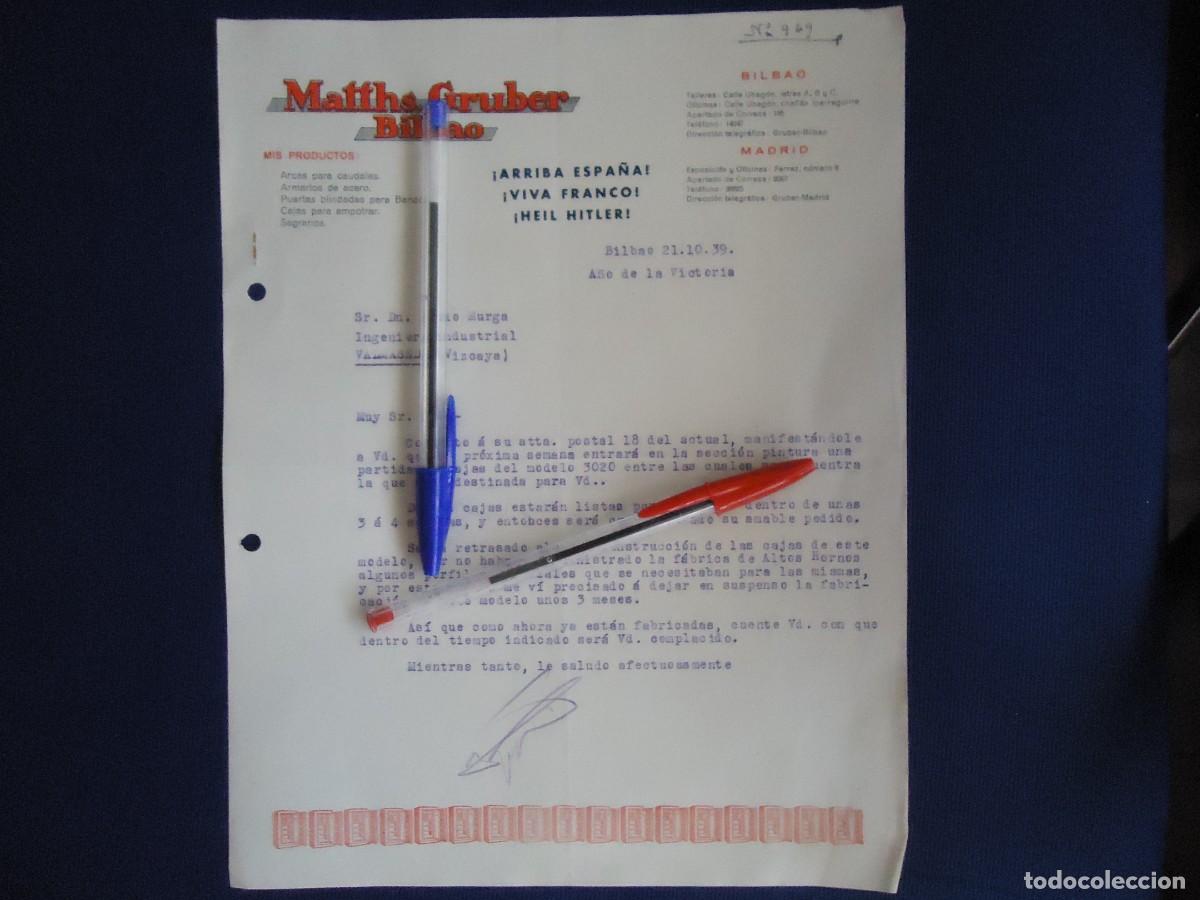 Documentos antiguos: matths gruber bilbao 1939 franco heil hitler nazi guerra civil europea militar madrid ejercito