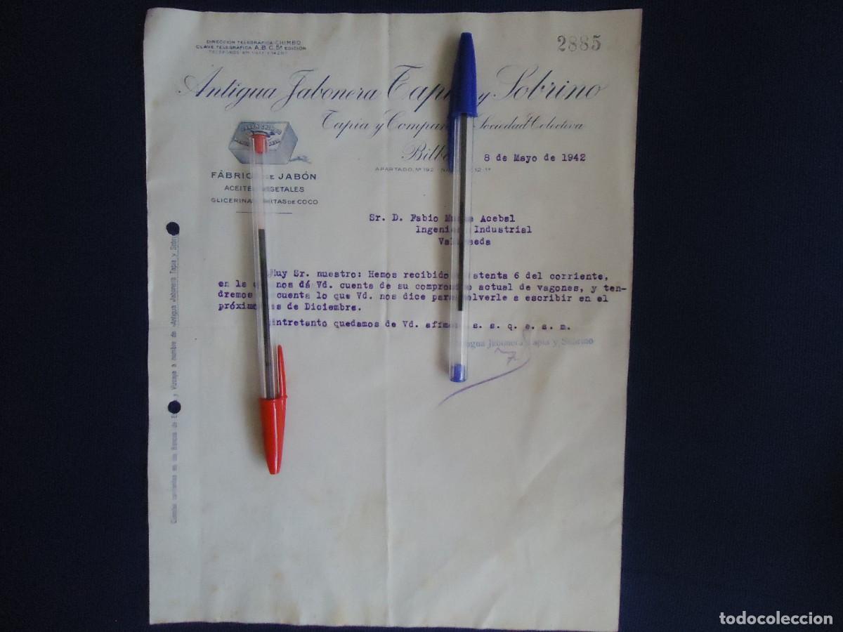 Documentos antiguos: factura jabonera tapia y sobrino chimbo zorroza bilbao vizcaya jabon vasco zorrotza tximbo euskadi