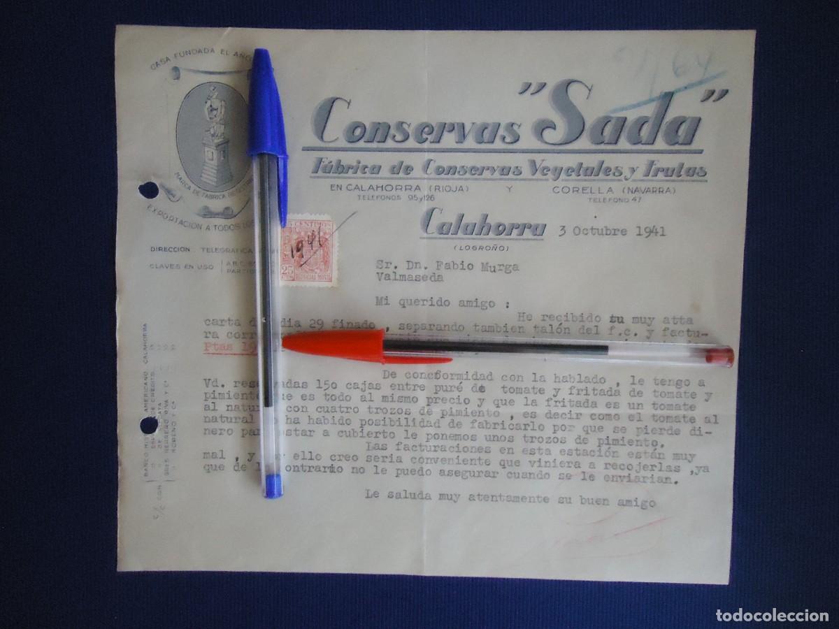 Documentos antiguos: factura conservas vegetales frutas sada calahorra logro&ntilde;o la rioja tomate pimiento riojano huerta