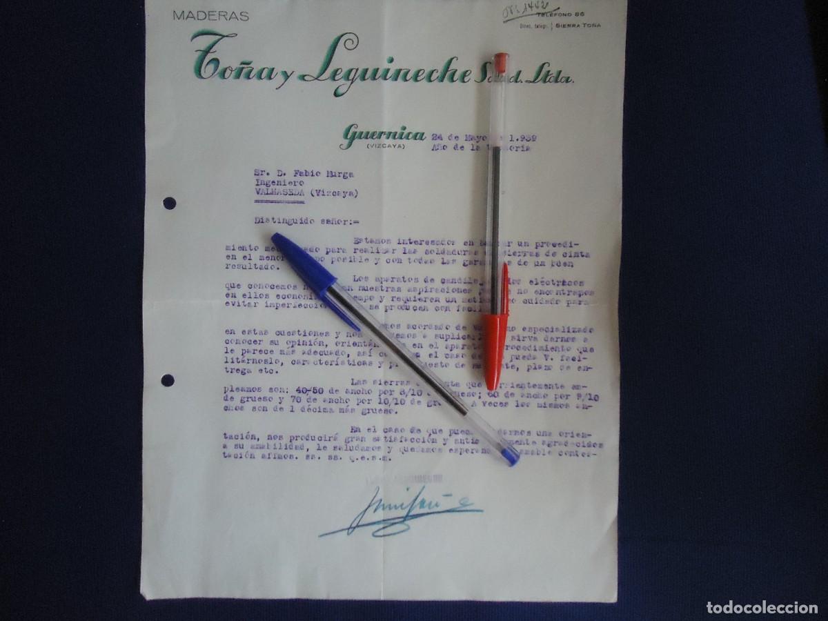 Documentos antiguos: factura maderas to&ntilde;a leguineche guernica vizcaya vasco euskadi gernika sierra maderera carpinteria
