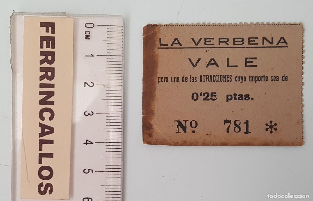Documentos antiguos: VALE LA VERBENA PARA UNA DE LAS ATRACCIONES 0,25 PTS
