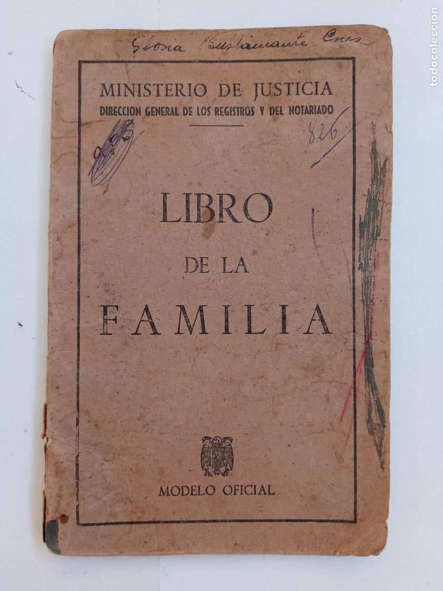 Documentos antiguos: MINISTERIO DE JUSTICIA : LIBRO DE LA FAMILIA , DE YECLA ( MURCIA ) 1918, EMPLEADO DE FASA RENAULT.