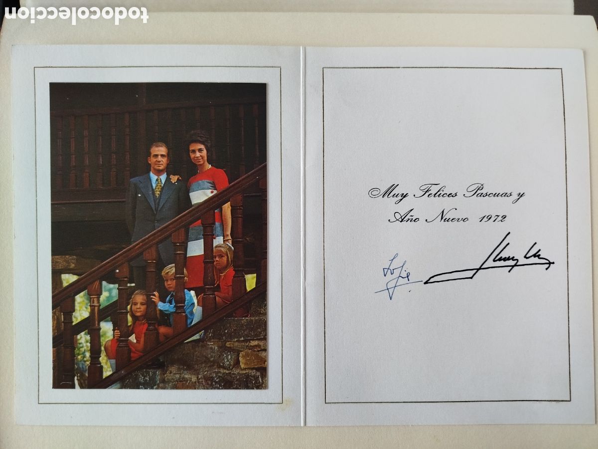 Documentos antiguos: FELICITACI&Oacute;N DE NAVIDAD 1972 DE LOS REYES EMERITOS JUAN CARLOS Y SOFIA CON FIRMAS ORIGINALES.