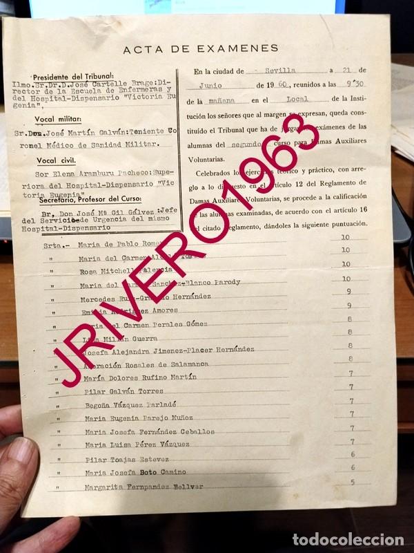 Documentos antiguos: SEVILLA, 1960, CRUZ ROJA, ACTA EXAMEN DAMAS AUXILIARES VOLUNTARIAS