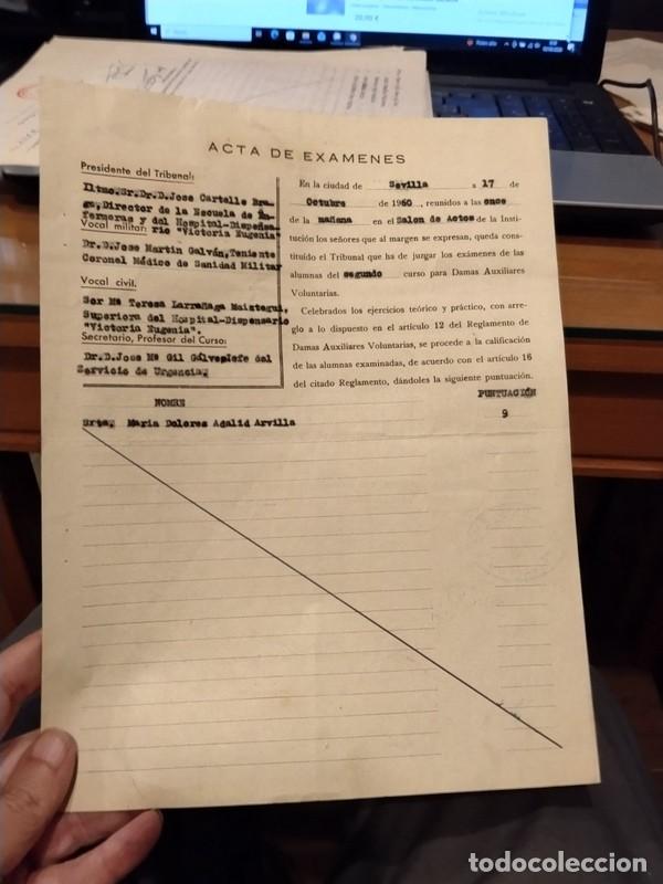 Documentos antiguos: SEVILLA, 1960, CRUZ ROJA, ACTA EXAMEN DAMAS AUXILIARES VOLUNTARIAS