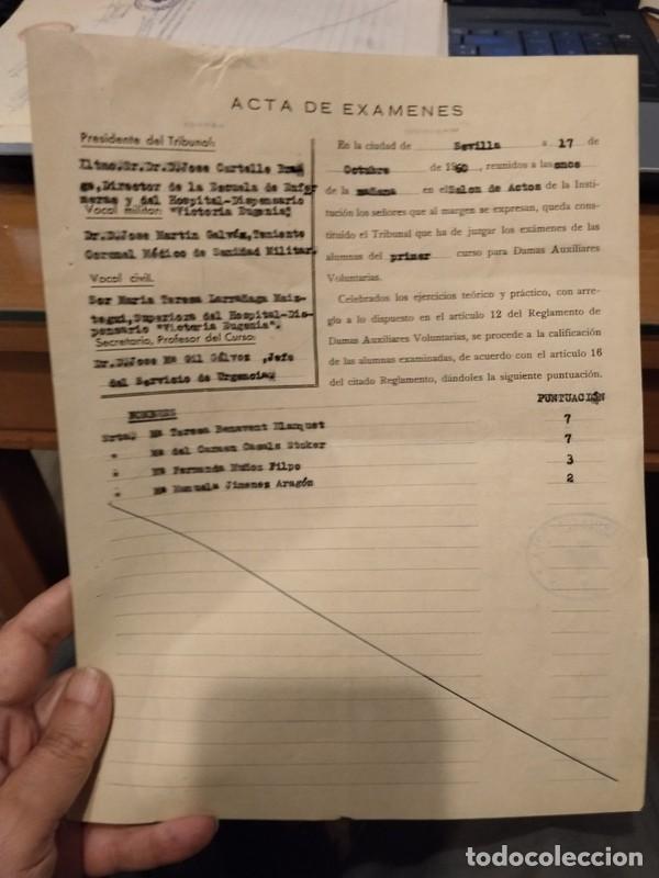 Documentos antiguos: SEVILLA, 1960, CRUZ ROJA, ACTA EXAMEN DAMAS AUXILIARES VOLUNTARIAS