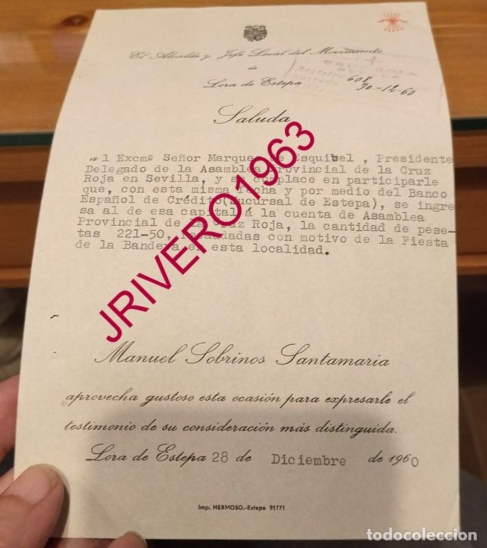 Documentos antiguos: LORA DE ESTEPA, 1960, CELEBRACION FIESTA DE LA BANDERITA, CRUZ ROJA