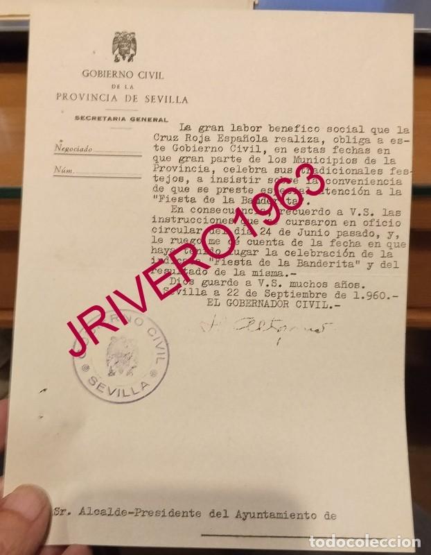 Documentos antiguos: SEVILLA, 1960, CRUZ ROJA, CELEBRACION FIESTA DE LA BANDERITA, GOBIERNO CIVIL