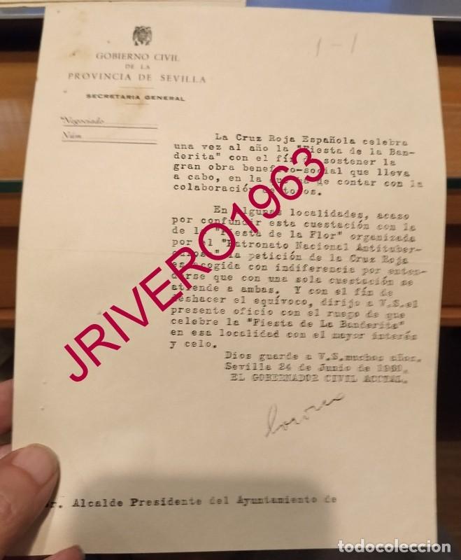 Documentos antiguos: SEVILLA, 1960, CRUZ ROJA, CELEBRACION FIESTA DE LA BANDERITA, GOBIERNO CIVIL