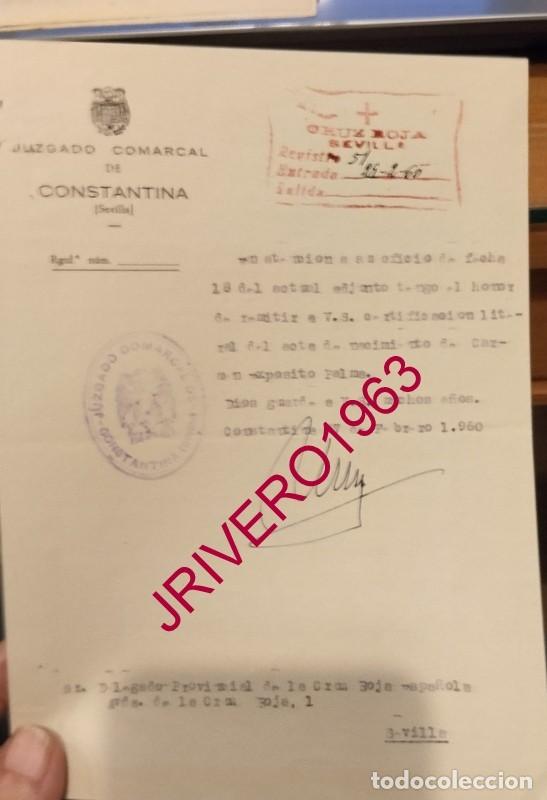 Documentos antiguos: CONSTANTINA, 1960, CRUZ ROJA, APORTACION INFORMACION VECINA DEL PUEBLO