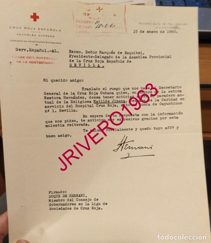 Documentos antiguos: MADRID, 1960, CRUZ ROJA, PETICION INFORMACION DE LA CRUZ ROJA CUBANA SOBRE UNA RELIGIOSA