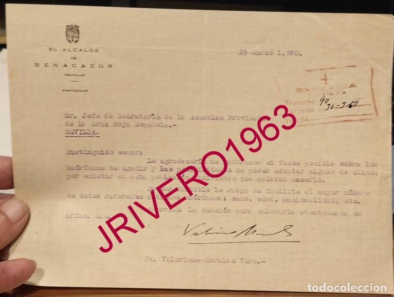 Documentos antiguos: BENACAZON, 1960, CRUZ ROJA, INFORMACION SOBRE HUERFANOS DE AGADIR