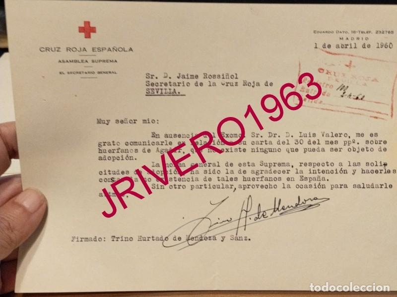 Documentos antiguos: MADRID, 1960, CRUZ ROJA, ADOPCION HUERFANOS DE AGADIR