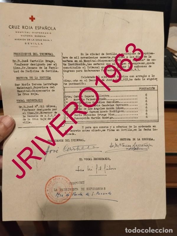 Documentos antiguos: SEVILLA, 1960, CRUZ ROJA, ACTA EXAMEN ENFERMERAS PROFESIONALES