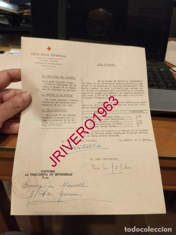 Documentos antiguos: SEVILLA, 1960, CRUZ ROJA, ACTA EXAMEN ENFERMERAS PROFESIONALES