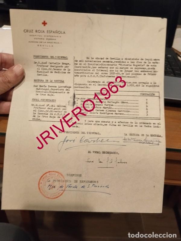 Documentos antiguos: SEVILLA, 1960, CRUZ ROJA, ACTA EXAMEN ENFERMERAS PROFESIONALES