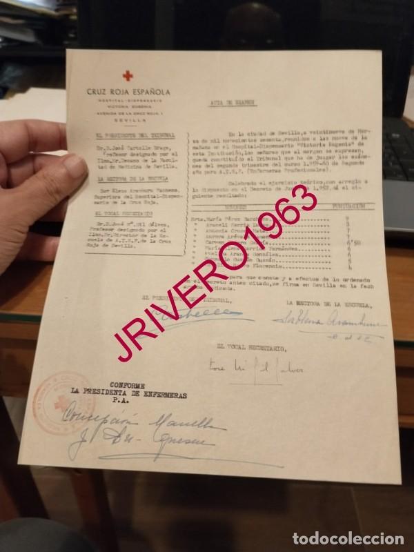 Documentos antiguos: SEVILLA, 1960, CRUZ ROJA, ACTA EXAMEN ENFERMERAS PROFESIONALES