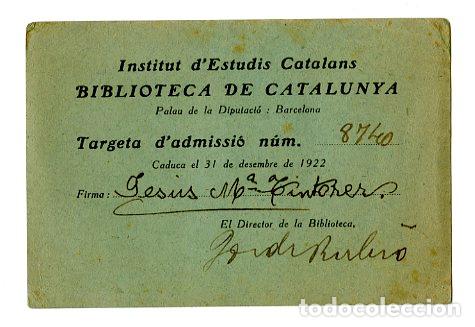 Documenti antichi: Carnet 1922 Institut d'Estudis Catalans / Biblioteca de Catalunya