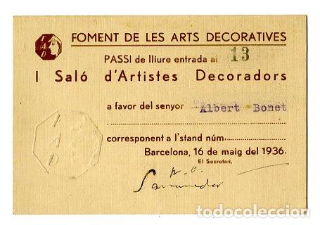Documenti antichi: Carnet Foment de les Arts Decoratives I Sal&oacute; d'Artistes Decoradors - 1936