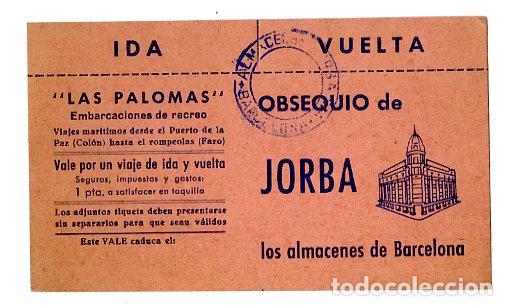 Documenti antichi: Entrada Las Palomas Embarcaciones de Recreo - Ida y Vuelta - Barcos