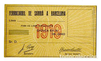 Documenti antichi: Carnet Ferrocarril de Sarri&aacute; a Barcelona 1919 - Ferrocarriles