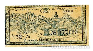 Documentos antiguos: Entrada Viveros Municipales de Valencia 1928