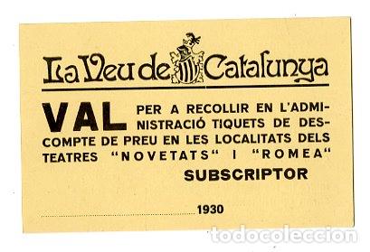 Old Documents: Subscriptor La Veu de Catalunya 1930 - La Veu de Catalunya