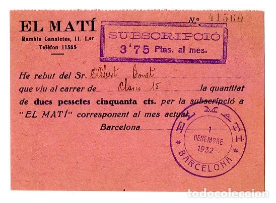 Old Documents: Subscripci&oacute;n Diario El Mat&iacute; 1932