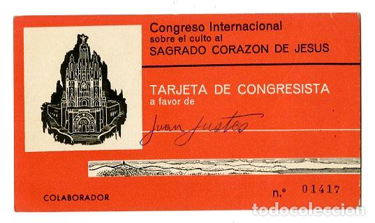 Documentos antiguos: Carnet - Congreso Internacional Sagrado Coraz&oacute;n de Jes&uacute;s 1961
