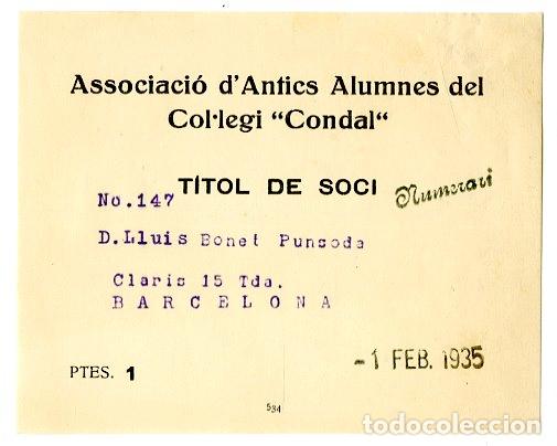 Old Documents: Soci Associaci&oacute; d'Antics Alumnes Col&middot;legi Condal 1935