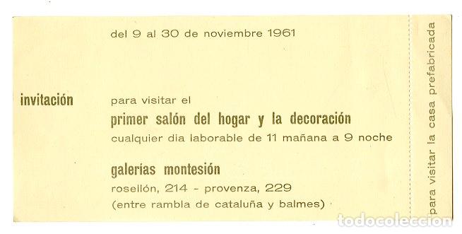 Old Documents: Entrada 1 Sal&oacute;n de Hogar y Decoraci&oacute;n, Barcelona 1961 - Dise&ntilde;o