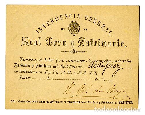 Documentos antiguos: Entrada Aranjuez / Intendencia Gral. Real Casa y Patrimonio 190..