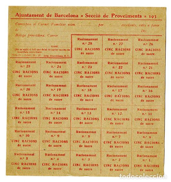 Documentos antiguos: Cupones Racionamento 193.. Sucre - Guerra Civil