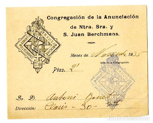Documentos antiguos: Congregaci&oacute;n Ntra Sra y S Juan Berchmans 1935