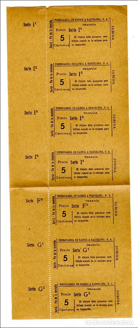 Documentos antiguos: Billetes Ferrocarriles de Sarri&aacute; a Barcelona - Ferrocarril