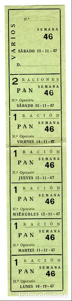 Documentos antiguos: Cupones Racionamiento Pan 1947 - Guerra Civil