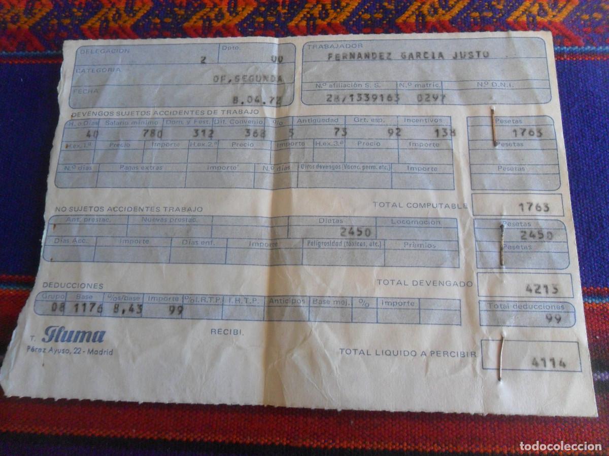 Documentos antiguos: A&Ntilde;O 1972, N&Oacute;MINA TALLERES T. FLUMA DE 4.114 PTS. RARA.
