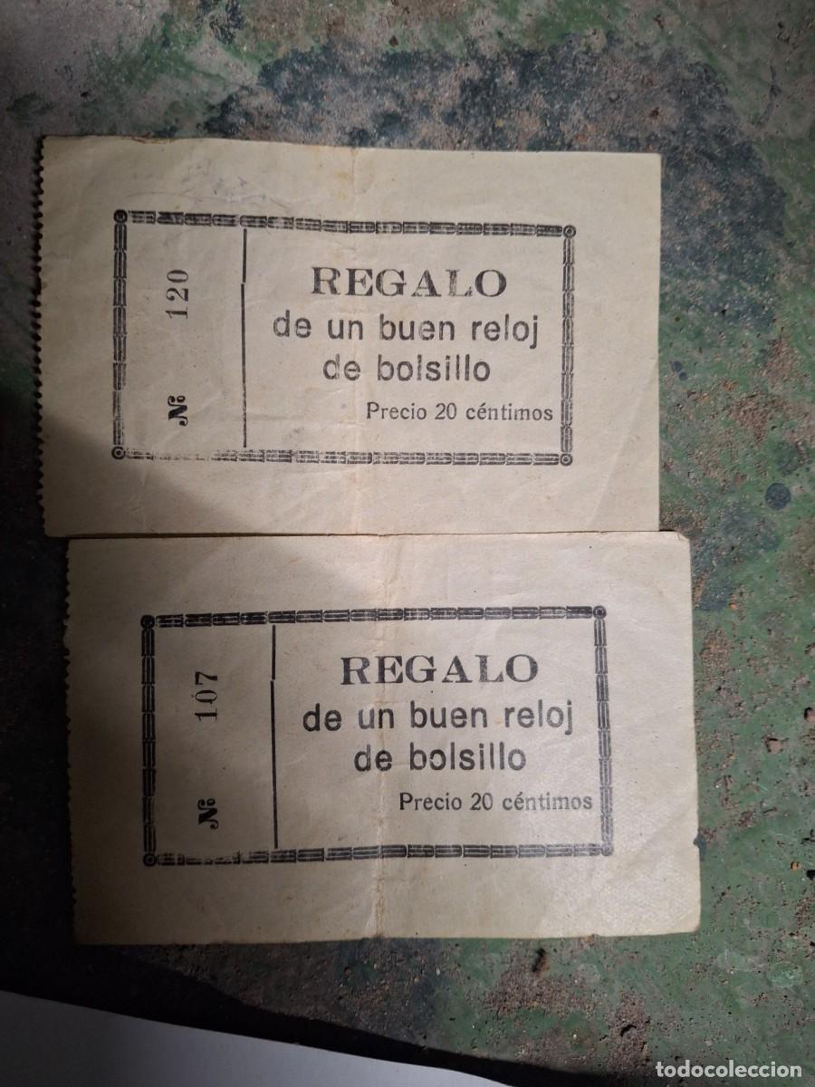 Documentos antiguos: Antiguos documentos boletos regalo de reloj de bolsillo sorteo